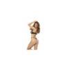 Ensemble 3 pièces Palma en dentelle noir, soutien gorge avec armatures, porte jarretelles et string assorti 
